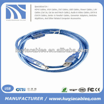 Transparent USB AM To BM Cable USB Printer Cable 1.5m